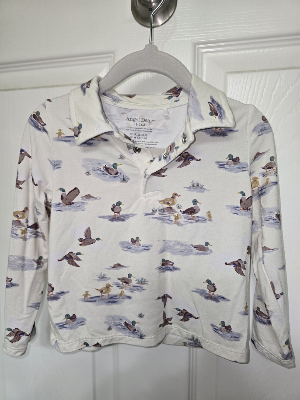 Angel Dear Cream Polo Top with Duck Print